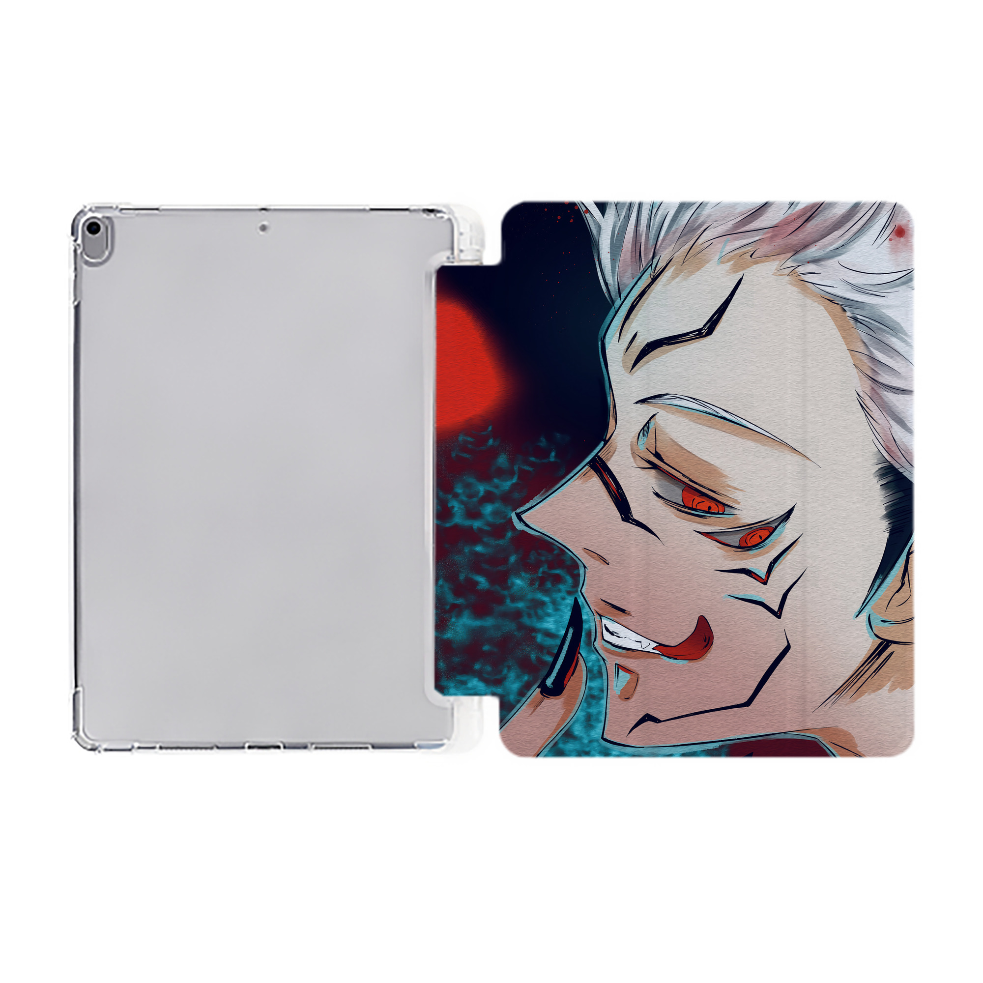 （画像用） 呪術廻戦 Jujutsu Kaisen IPad ケース ペン収納付き 三つ折りスタンド PUレザー×シリコン 対応機種9.5/10.5/10.9インチ